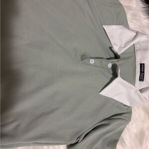 SHEIN White and Light Green Top